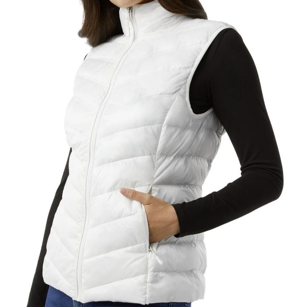 32 Degrees Women’s WHITE Vest Sleeveless Puffy Vest Nylon Polyester